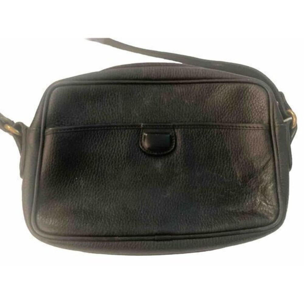 Vintage Coach Black Pebbled Leather Crossbody Shoulder Bag Pockets USA